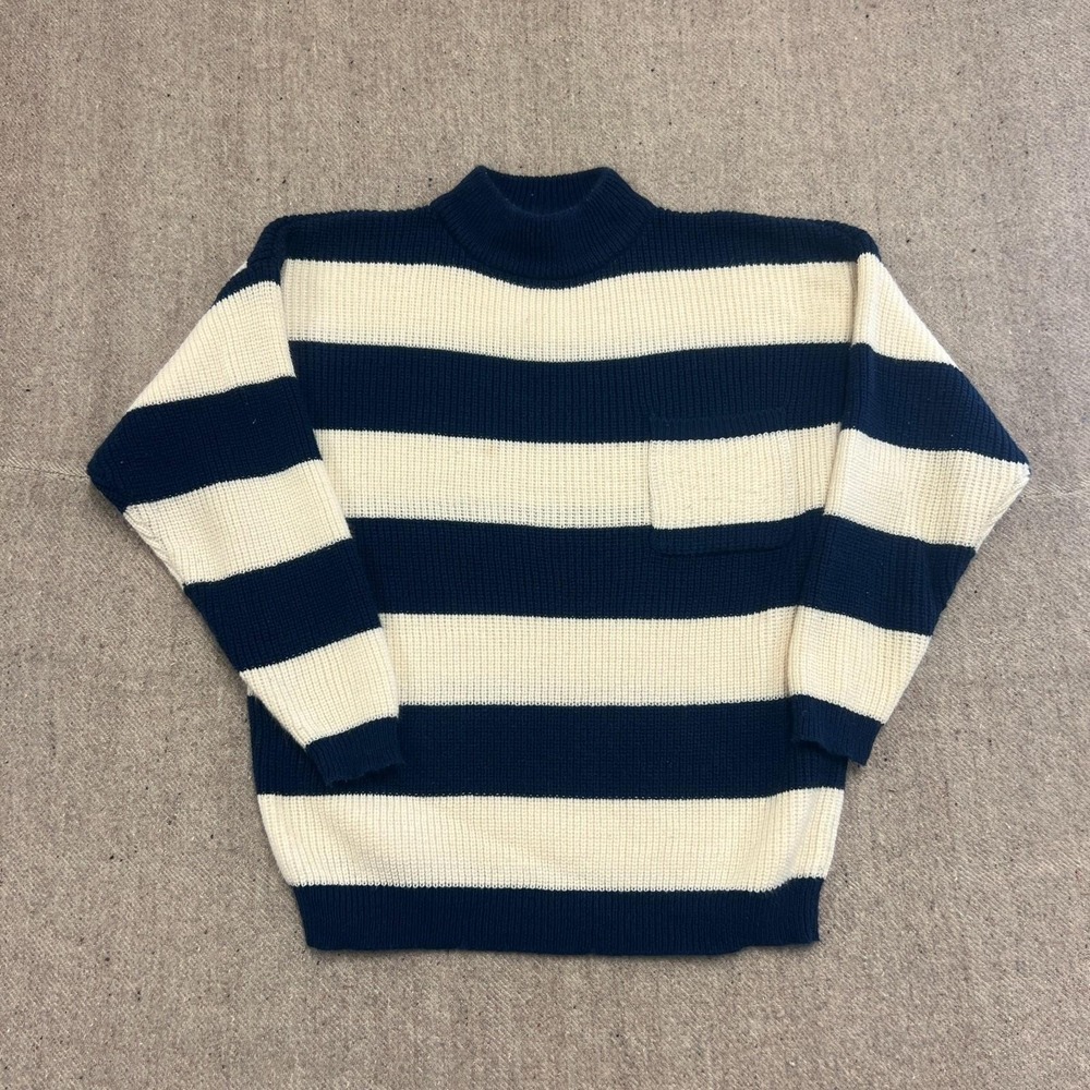 Vintage Kiss Striped Sweater Mens Large blue 1980s‎ Acrylic
